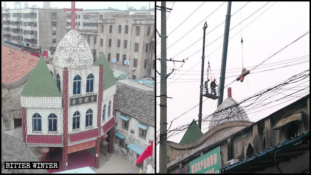 La Iglesia de Gulou emplazada en la ciudad de Fuyang fue despojada de su cruz.