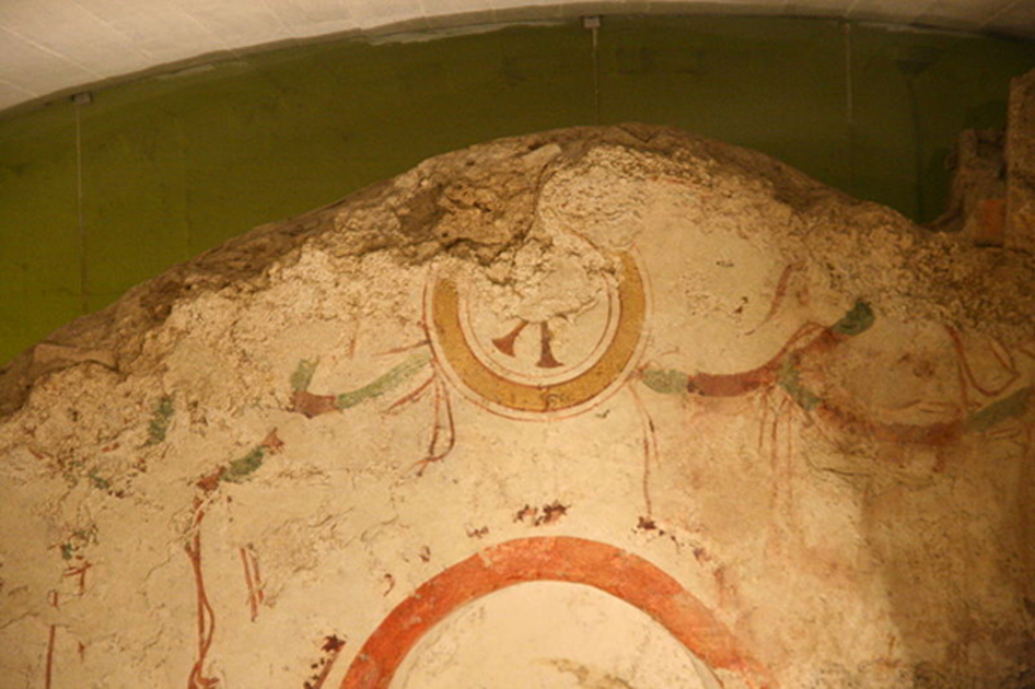 Restos de una pintura mural en la antigua necrÃ³polis cristiana de PÃ©cs (Mehlich, J/CC BY 3.0)