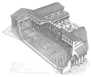 Dibujo de una domus ecclesiae.