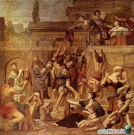 Santa Cecilia reparte sus bienes a los pobres (Domenichino)